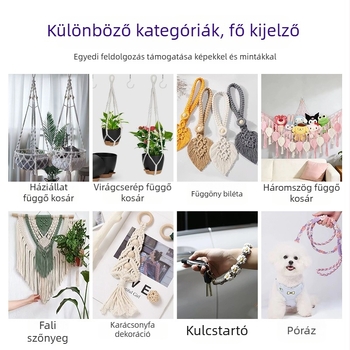Pamutkötélből készült goblen, európai bohé stílus, kézzel készített falikép, DIY