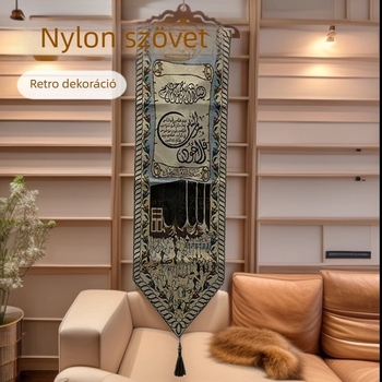 Arab hímzett függő zászló, textil falidísz, etnikus stílus, sárga