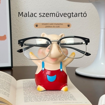 Aranyos disznó formájú szemüvegtartó dísz — asztali bemutató állvány