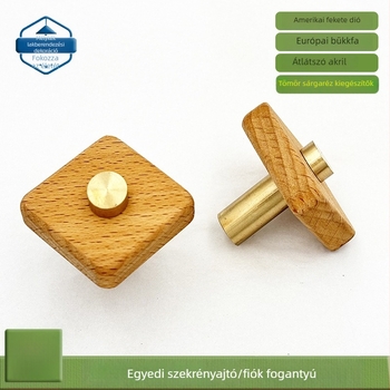 Sárgarézből készült tömörfa szekrényajtó fogantyú dió és bükkfa, minimalist Európai stílus