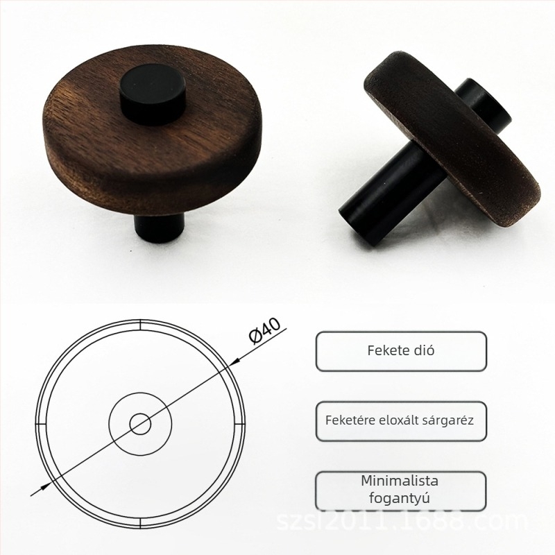 Sárgarézből készült tömörfa szekrényajtó fogantyú dió és bükkfa, minimalist Európai stílus