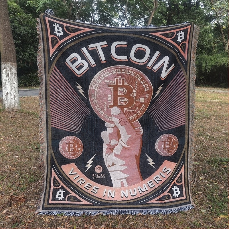 Amerikai stílusú Bitcoin falikép és kanapé takaró – sokoldalú dekoráció