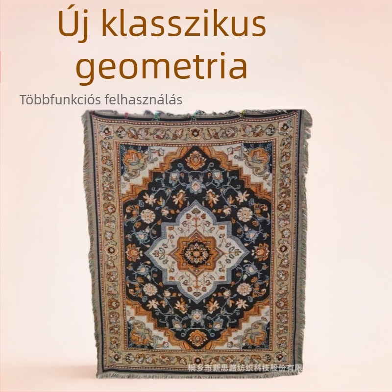Neoklasszikus geometriai kanapévédő – téglalap alakú, poliészter-pamut keverék, gépi mosás, könnyű luxus stílus.