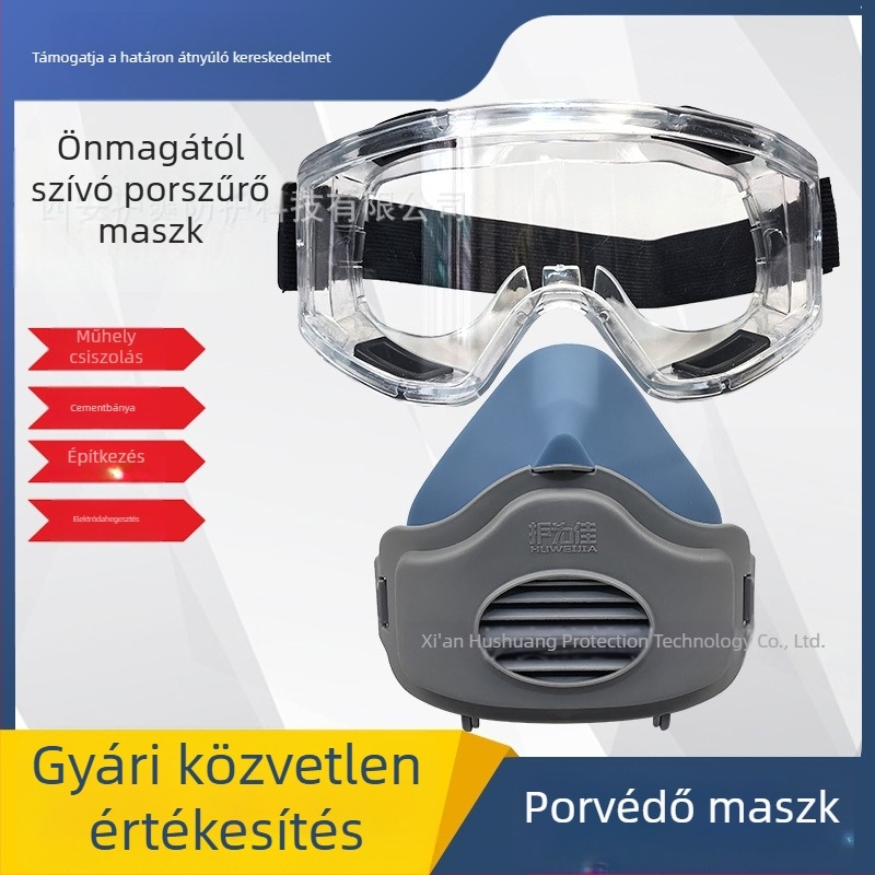 3200 Szilikon félmaszk porvédő szemüveggel, szénbányászati por és csiszolás számára, ipari használatra