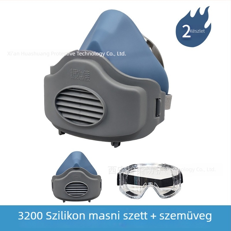3200 Szilikon félmaszk porvédő szemüveggel, szénbányászati por és csiszolás számára, ipari használatra