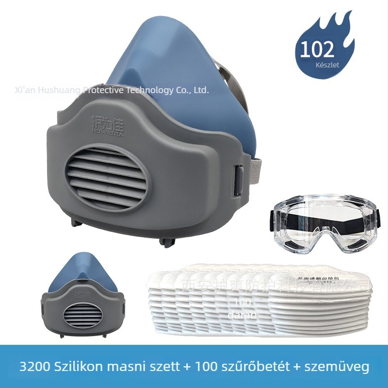 3200 Szilikon félmaszk porvédő szemüveggel, szénbányászati por és csiszolás számára, ipari használatra