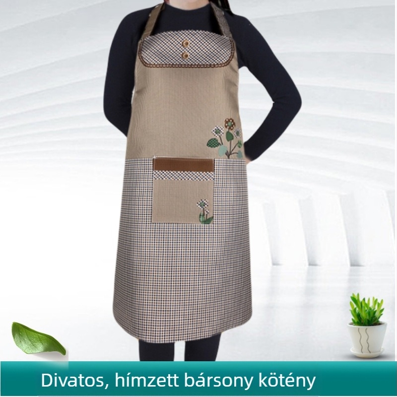 Koreai stílusú ujjatlan konyhai kötény Peach-skin velúrnyomattal, otthoni használatra.
