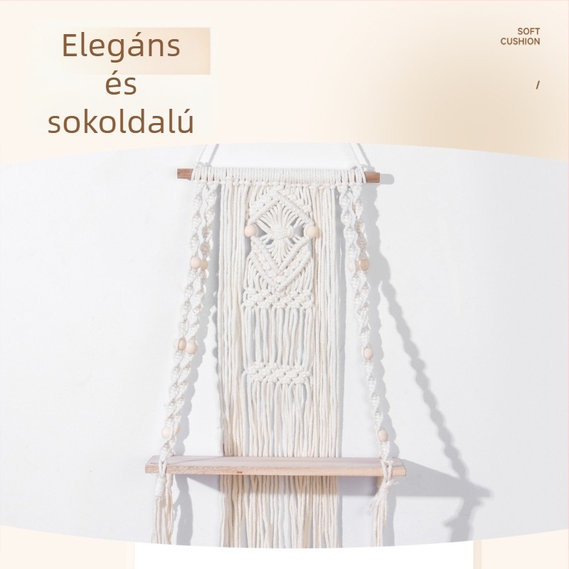 Skandináv szövésű falpolc, háromszintes