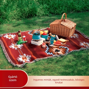 Modern Jacquard Geometrikus pamut takaró, kempingre, piknikre és otthonra – univerzális kanapé és padló használatra