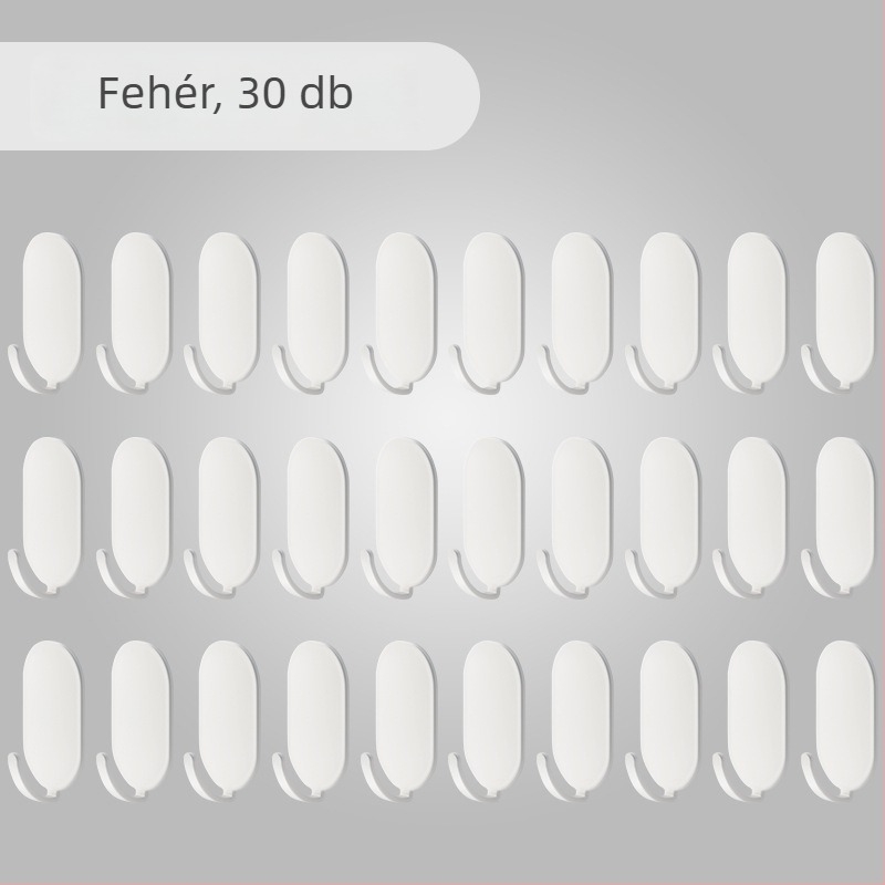 Erős ragasztós kampó falra, fúrás nélküli telepítéshez, konyha és fürdőszoba, nyom nélkül az ajtó mögött, 4 db, szénacél, modern stílus, 30 kg feletti teherbírás