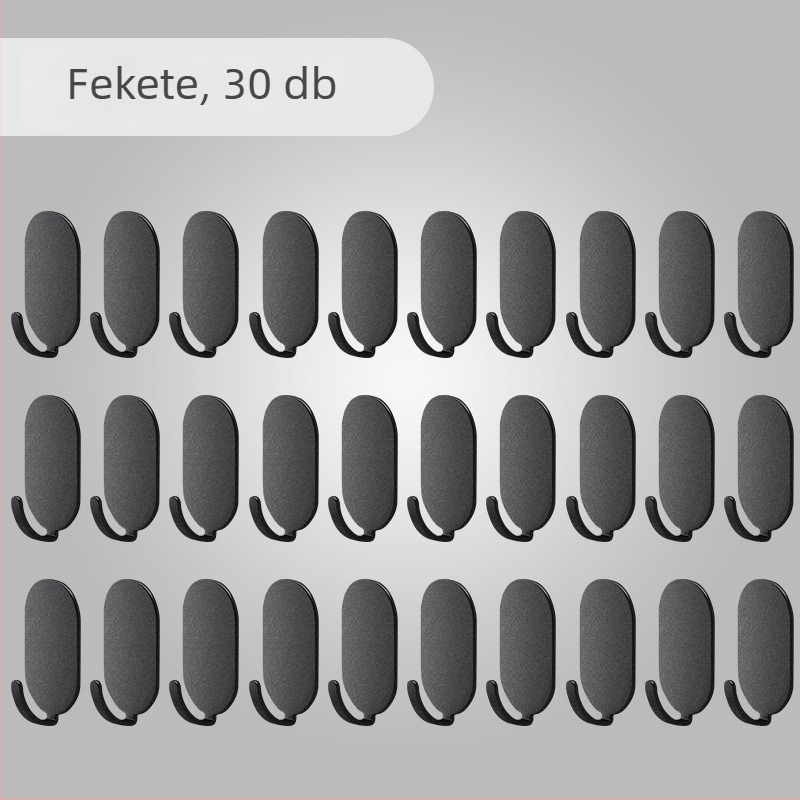 Erős ragasztós kampó falra, fúrás nélküli telepítéshez, konyha és fürdőszoba, nyom nélkül az ajtó mögött, 4 db, szénacél, modern stílus, 30 kg feletti teherbírás