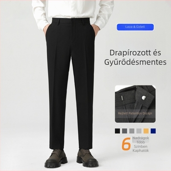 Férfi öltönynadrág, karcsú egyenes szabás, elegáns esésű anyag, üzleti/szabadidős viselet