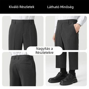 Férfi öltönynadrág, karcsú egyenes szabás, elegáns esésű anyag, üzleti/szabadidős viselet