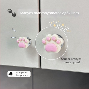 Macska tappancs fogantyú szekrényajtóhoz és gardrób fiókokhoz, mini, lyukmentes rögzítés ragasztóval, ragasztónyom nélkül