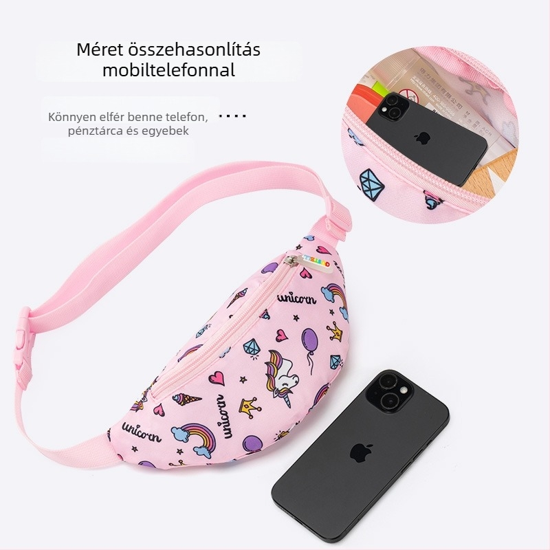 Gyerekeknek szóló keresztbody táska egyszarvú mintával – kompakt, könnyű utazáshoz, nagy kapacitású