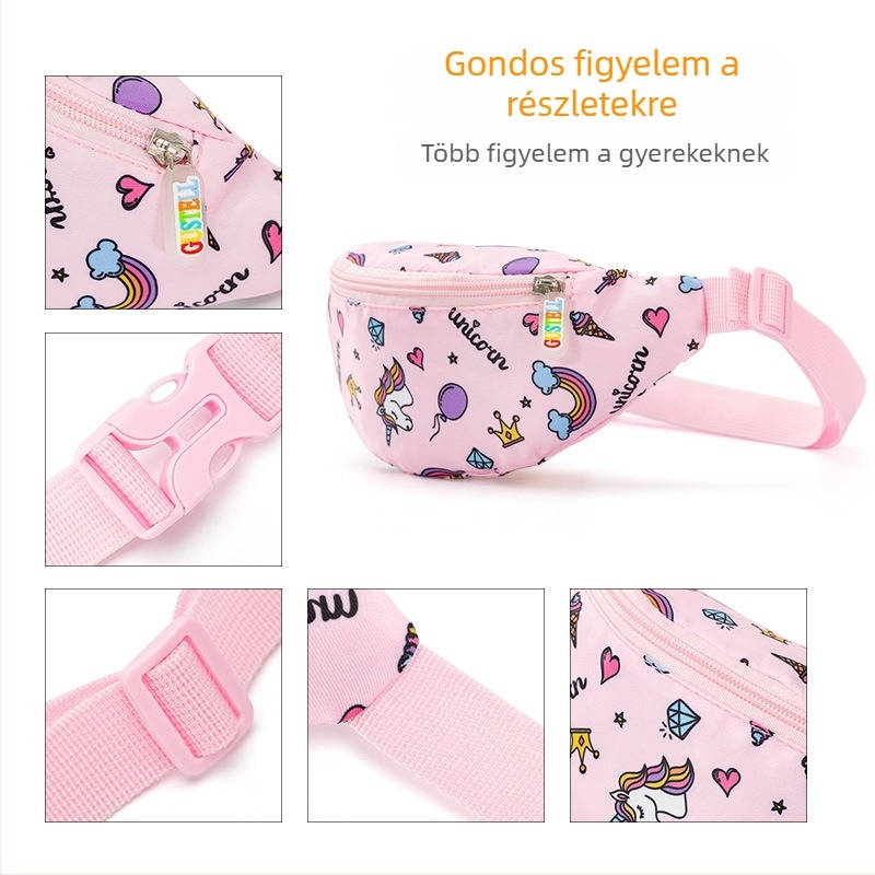 Gyerekeknek szóló keresztbody táska egyszarvú mintával – kompakt, könnyű utazáshoz, nagy kapacitású