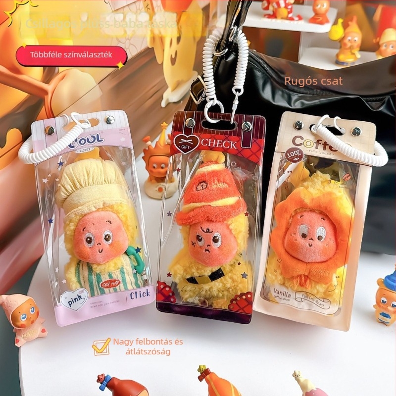 Star People – Kocka alakú kiállító állvány egyetlen blind boxhoz, átlátszó porvédő és pamut baba figurája