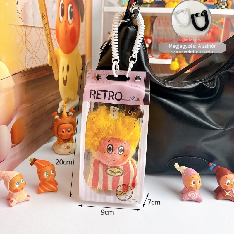 Star People – Kocka alakú kiállító állvány egyetlen blind boxhoz, átlátszó porvédő és pamut baba figurája
