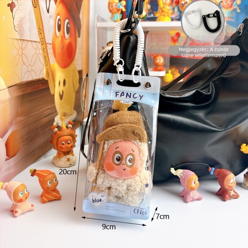 Star People – Kocka alakú kiállító állvány egyetlen blind boxhoz, átlátszó porvédő és pamut baba figurája