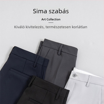 Férfi koreai-stílusú egyenes szabású nadrág, tavasz–őszre, mindennapi viselet, laza esés, 9/10 hosszúság