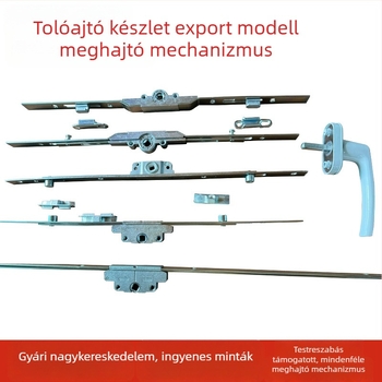Csúszóajtó készlet belső és külső nyitó mechanizmussal, PVC-ötvözet ablak kiegészítők, hajtórúd