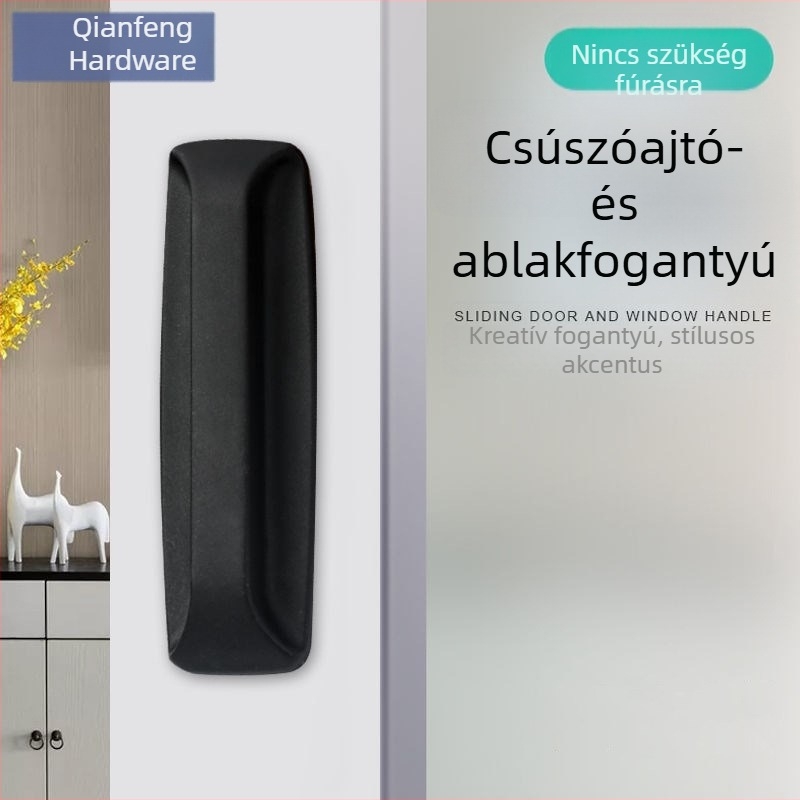 Minimalista fúrás nélküli szélesített műanyag fogantyú üvegajtókhoz, csúszóajtókhoz, szekrényekhez és fiókokhoz – öntapadós