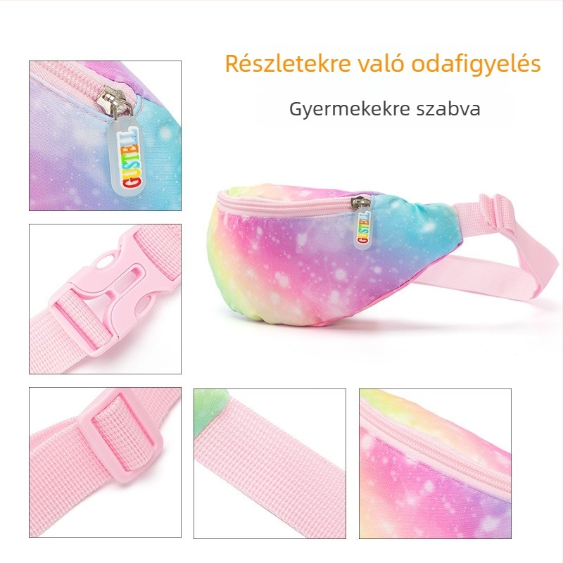 Új gyerekeknek szóló crossbody táska színes gradient mintával, Oxford anyagból, könnyű lányoknak