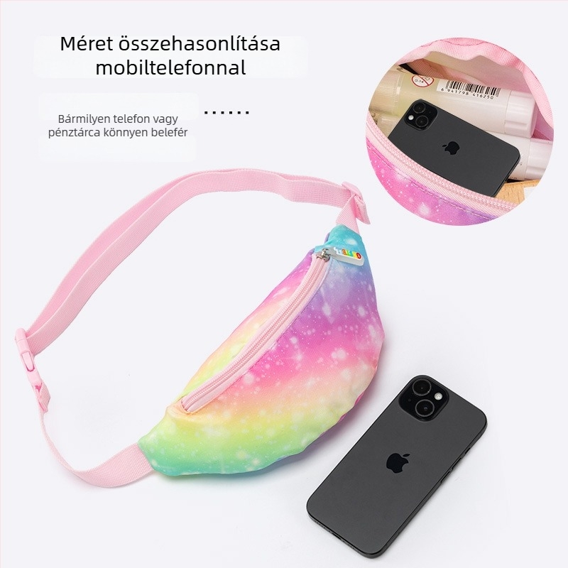 Új gyerekeknek szóló crossbody táska színes gradient mintával, Oxford anyagból, könnyű lányoknak