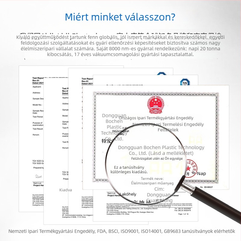 Bochen élelmiszer-vákuum tömítő zacskók texturált szeleppel – frissesség megőrzése és hűtés, por és nedvesség elleni védelem