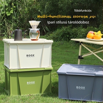 Kempingre és otthonra egyaránt használható tároló doboz, nassolnivalók és apró tárgyak rendezője, autóba illő tároló doboz, ipari stílus, kerekekkel