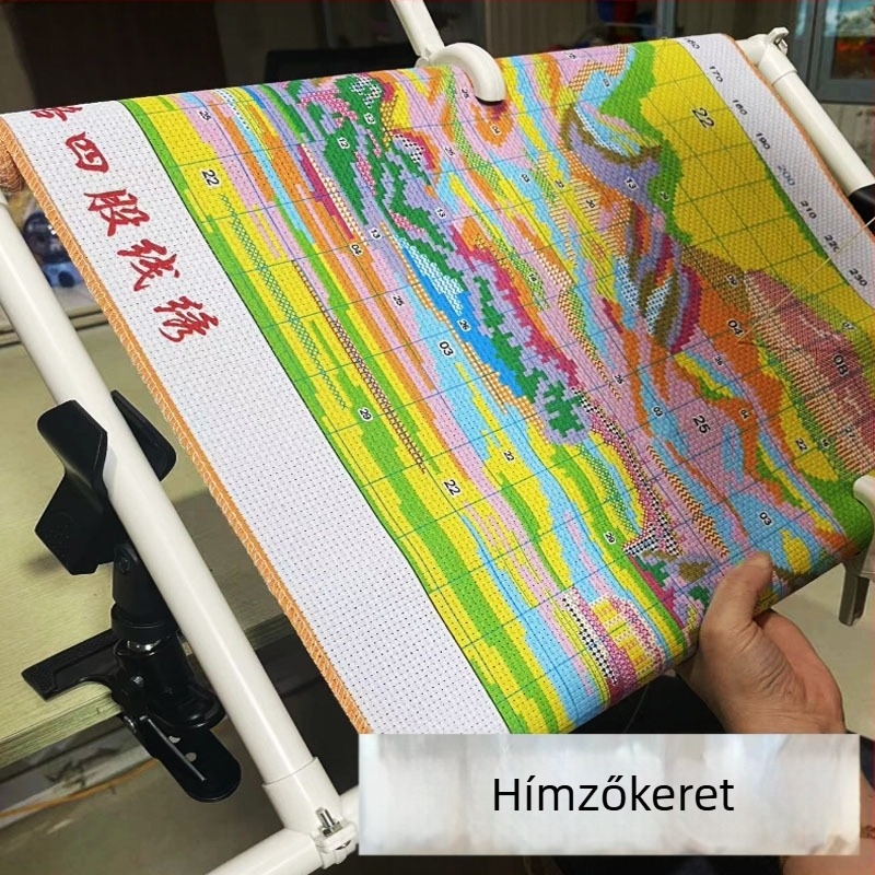 Asztali fém hímzőkeret rögzítő klippel, kézzel készített DIY keresztszemes hímző eszköz