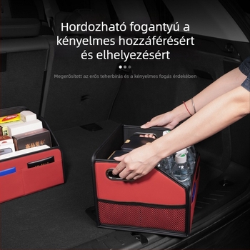 Bőr autó csomagtartó szervező, több rekesz, összecsukható, testreszabható, fogantyúval