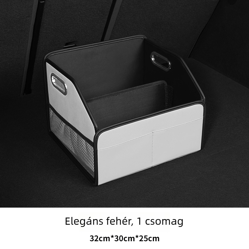 Bőr autó csomagtartó szervező, több rekesz, összecsukható, testreszabható, fogantyúval