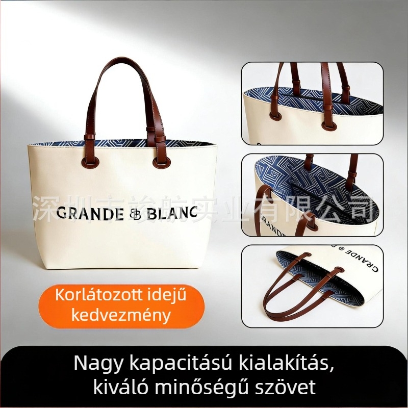 Női tote táska, nagy kapacitású, mindennapi ingázáshoz, minimalistus vállon hordható irodai stílusú táska
