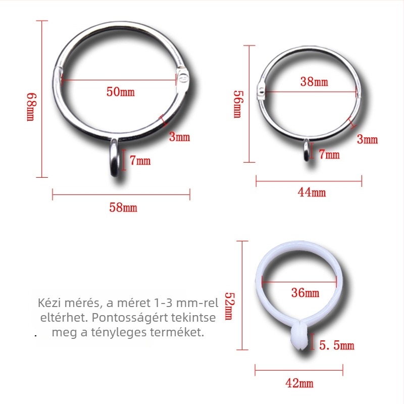 Fa függönygyűrűk nyitott kampóval és körkörös csattal, romai rúdhoz illeszkedő, modern minimalist dizájn