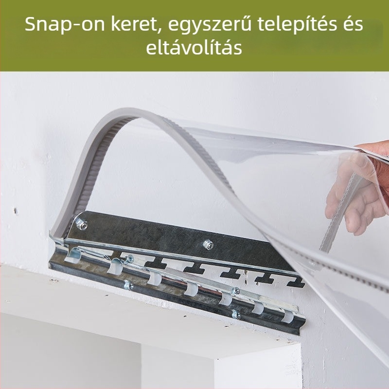 Mágneses átlátszó PVC ajtófüggöny légkondicionálóhoz – szélvédő, ellenálló a hidegnek és a por ellen, otthoni használatra