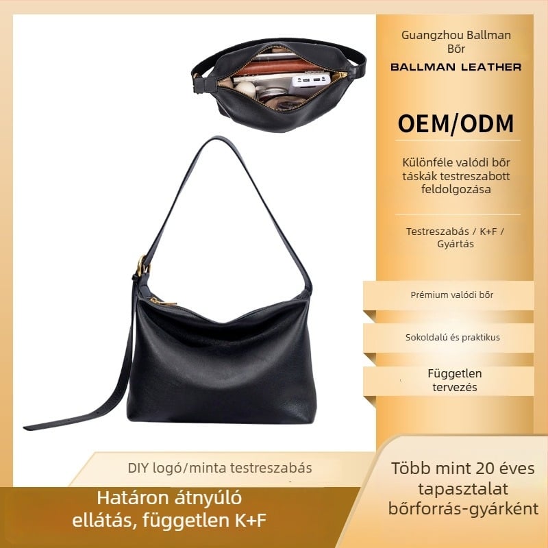 Baria Hobo táska – első réteg marhabőrből, valódi bőr, közepes méret, mindennapi használatra, keresztpántos válltáska