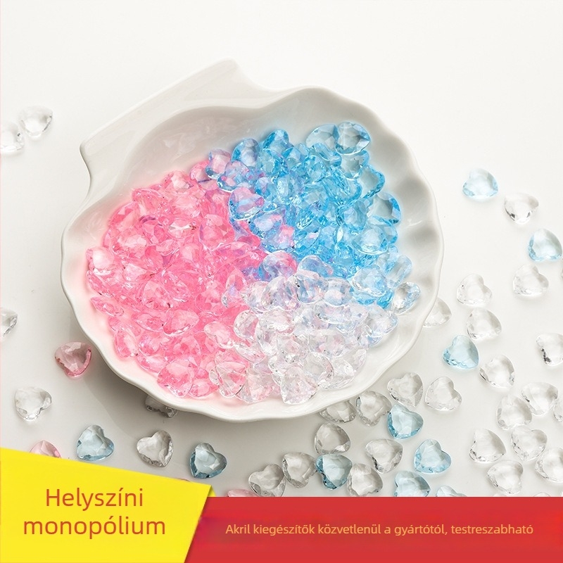 Akril szív alakú medálok, több színű átlátszó gyöngyökkel DIY ékszerekhez