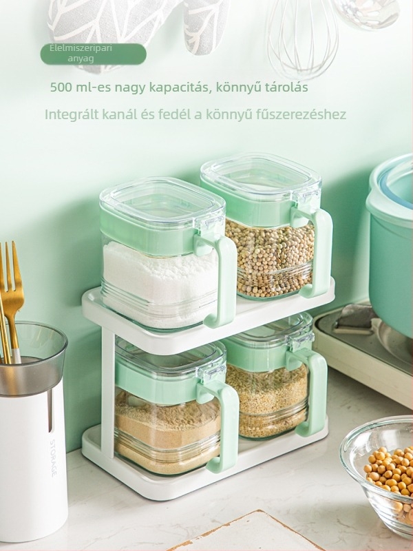 Üveg só- és fűszeres edény, 500 g, légmentesen záródó, nedvességálló konyhai tároló