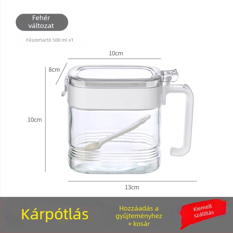 Üveg só- és fűszeres edény, 500 g, légmentesen záródó, nedvességálló konyhai tároló