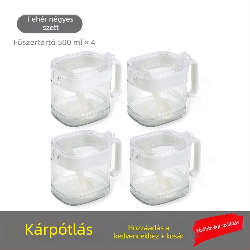 Üveg só- és fűszeres edény, 500 g, légmentesen záródó, nedvességálló konyhai tároló
