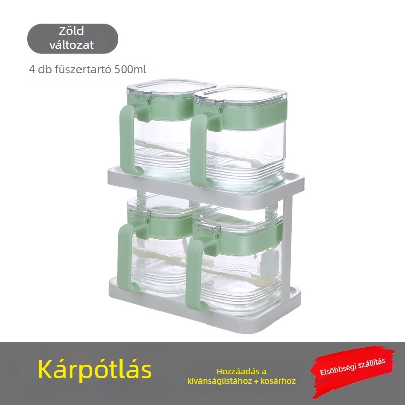 Üveg só- és fűszeres edény, 500 g, légmentesen záródó, nedvességálló konyhai tároló