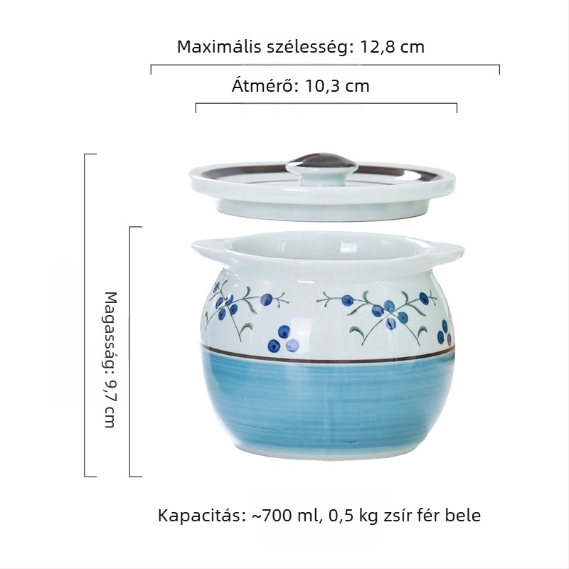 Cserép edény zsírokhoz és ízesítőkhöz – só, olaj, chiliolaj, folyékony fűszerek