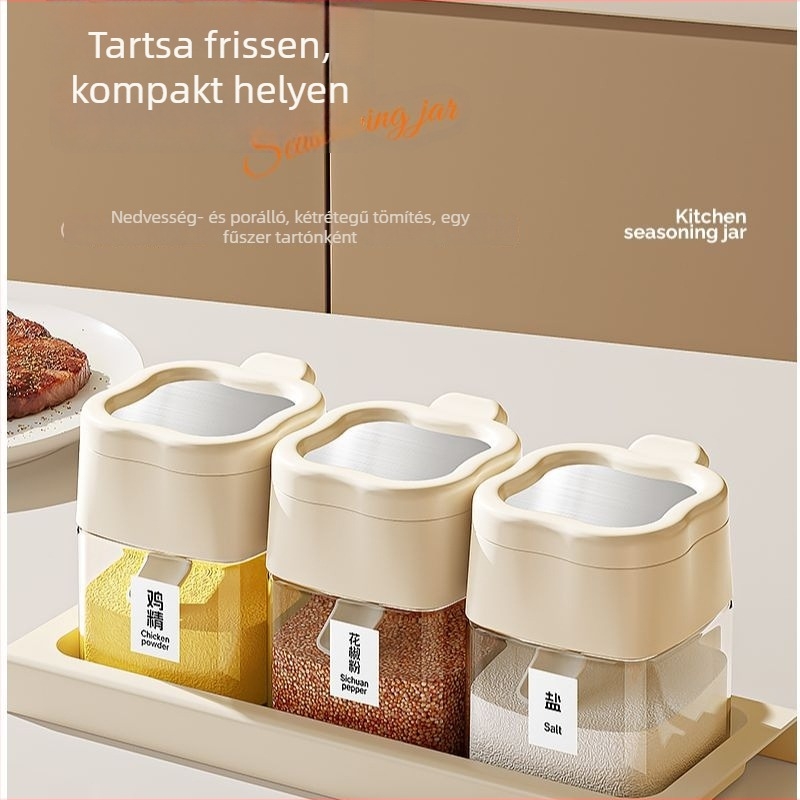 Üveg fűszertároló készlet – fűszertartók, üvegek és sótartó