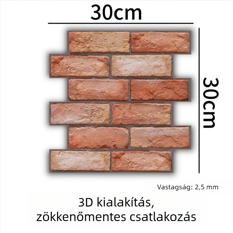 3D vörös tégla falikép, öntapadós, vízálló és nedvességálló, otthoni dekoráció, TV hátfal