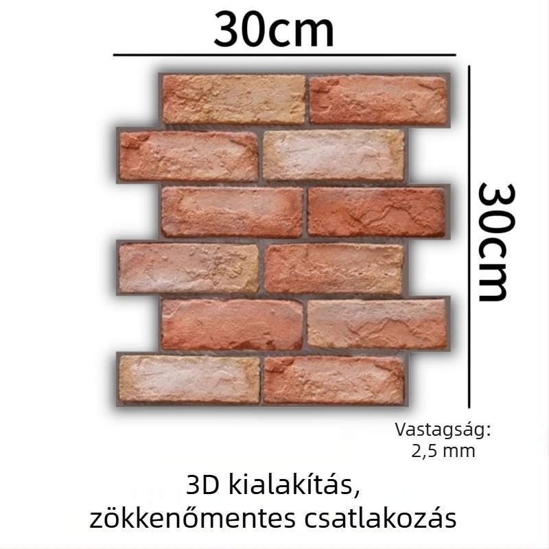 3D vörös tégla falikép, öntapadós, vízálló és nedvességálló, otthoni dekoráció, TV hátfal