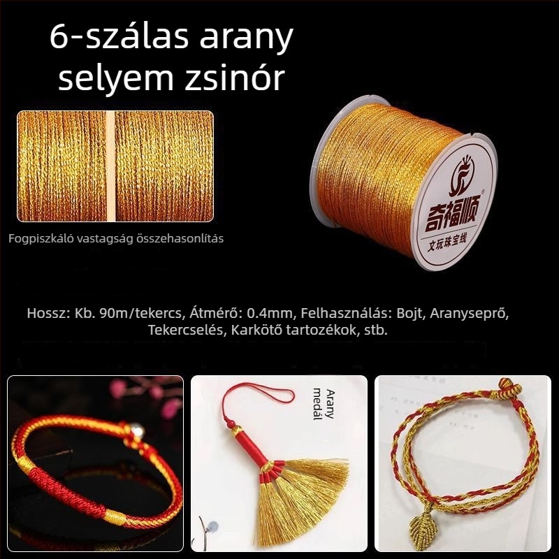 Piros fonalból készült karkötő medállal, kínai csomó, DIY ékszerkészítéshez