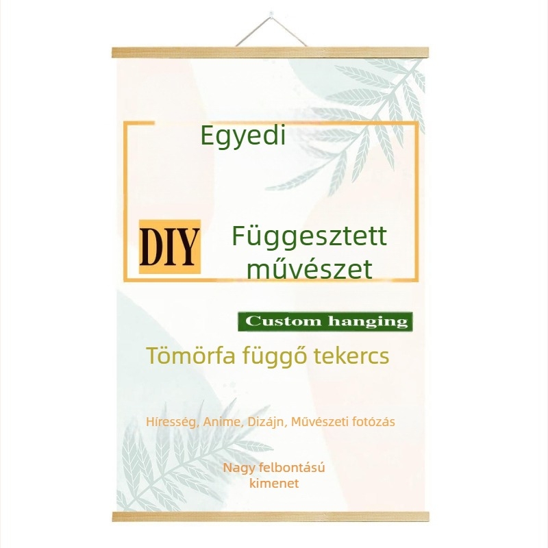 Keret nélküli vászontekercs, fa rudakkal — modern minimalist dekoráció