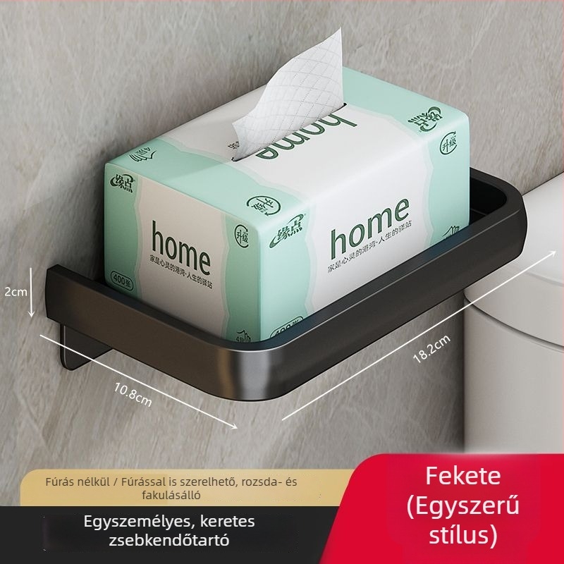 Fali WC-papírtartó papírdoboz és telefon-tárolóval, fürdőszoba, grafitszürke