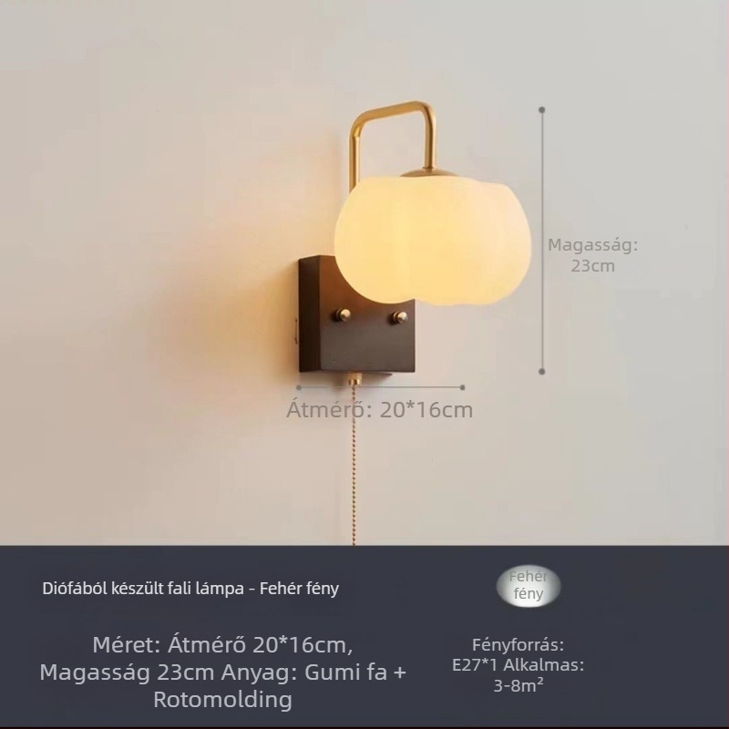 Diószínű modern LED falikar, új kínai stílus, hálószoba vagy dolgozószoba számára, kínai ihletésű dizájn